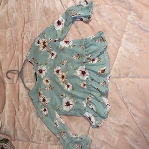 Mint Green Flowery Blouse